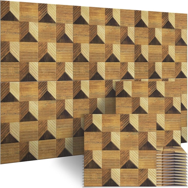 B Bubos Large Acoustic Panels,6 Pack Wood-Pattern Printing Soundproof Wall Panels, Total Size 70.8 x 47.2 Inches Self-Adhesive Decorative Sound Absorbing Panels for Studio, Home,3D Wide Chevron - Image 1